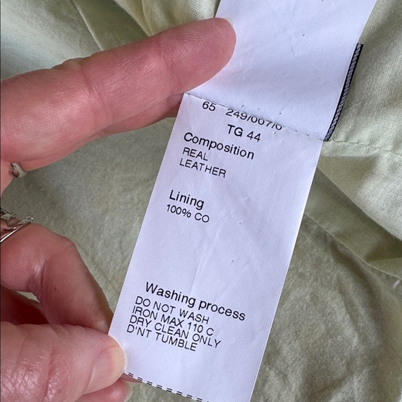 Visconf Italian leather moto jacket silk trim soft sage green EUC size M - Picture 10 of 16